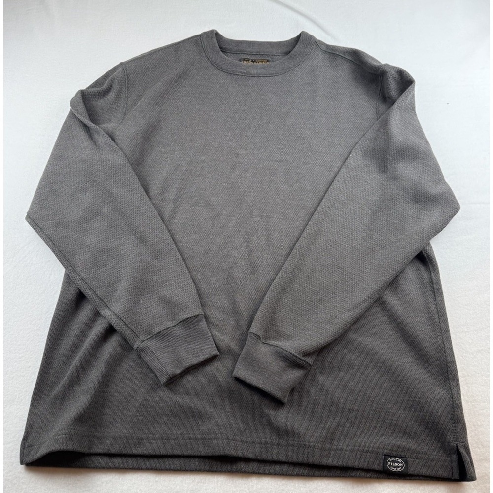 CC Filson Sweater Mens XL Gray Waffle Knit Thermal Crew Outdoors Casual